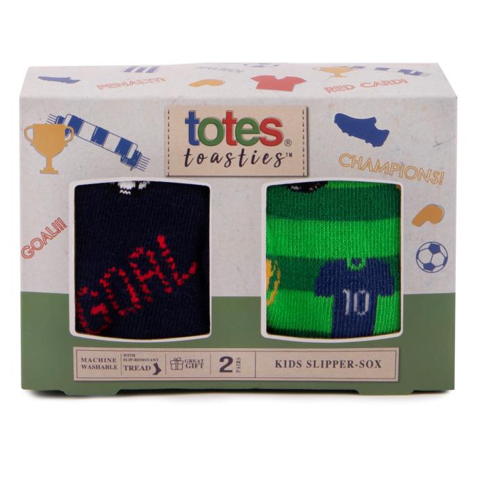 totes toasties Kids Original Slipper Socks (Twin Pack) Football Extra Image 3